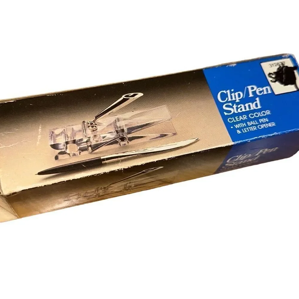 California Vtg Acrylic Memo clip With Ball Pen & Letter Opener - NIB